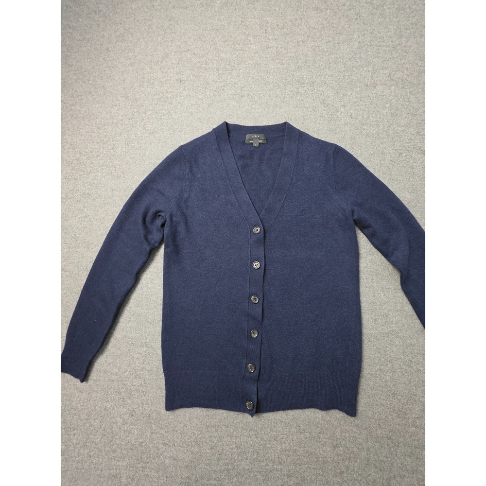 J.Crew Cardigan Sweater Womens S Blue Wool Cashmere Blend V-Neck Button Front